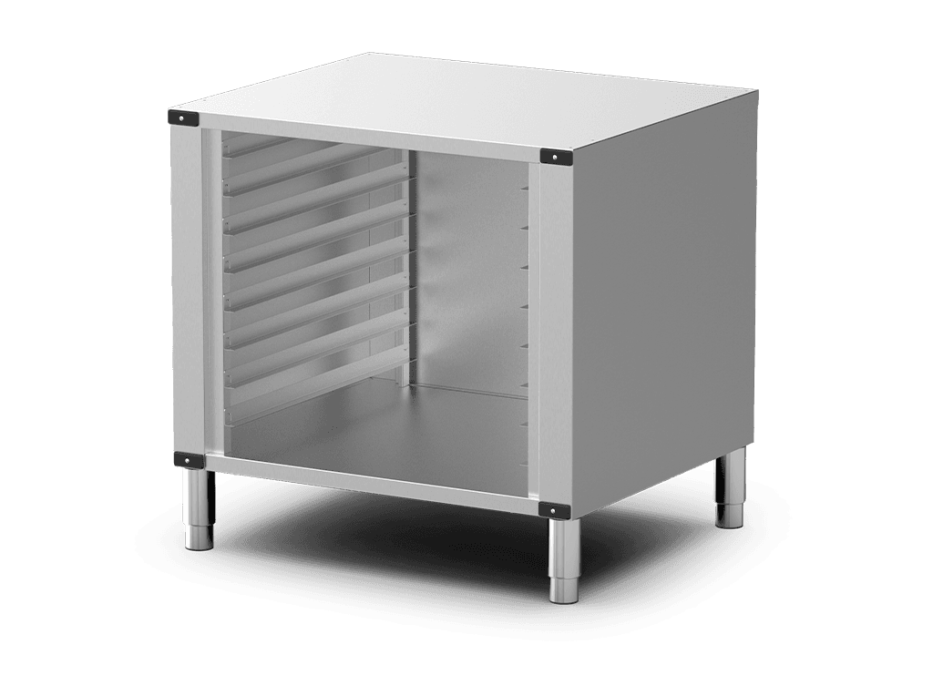 Unox Soporte multifuncional perfecto para almacenar con total seguridad las bandejas y colocar el horno a la altura perfecta para trabajar. XENRA-08EU-H.