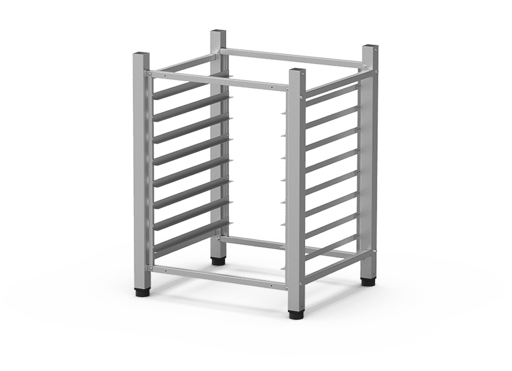 Unox Soporte multifuncional perfecto para almacenar con total seguridad las bandejas y colocar el horno a la altura perfecta para trabajar. XR130.
