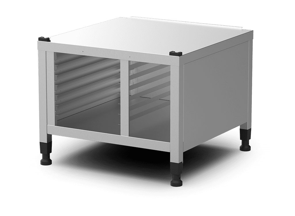 Unox Soporte multifuncional perfecto para almacenar con total seguridad las bandejas y colocar el horno a la altura perfecta para trabajar. Equipado con coberturas laterales. XWLMA-06EF-H.