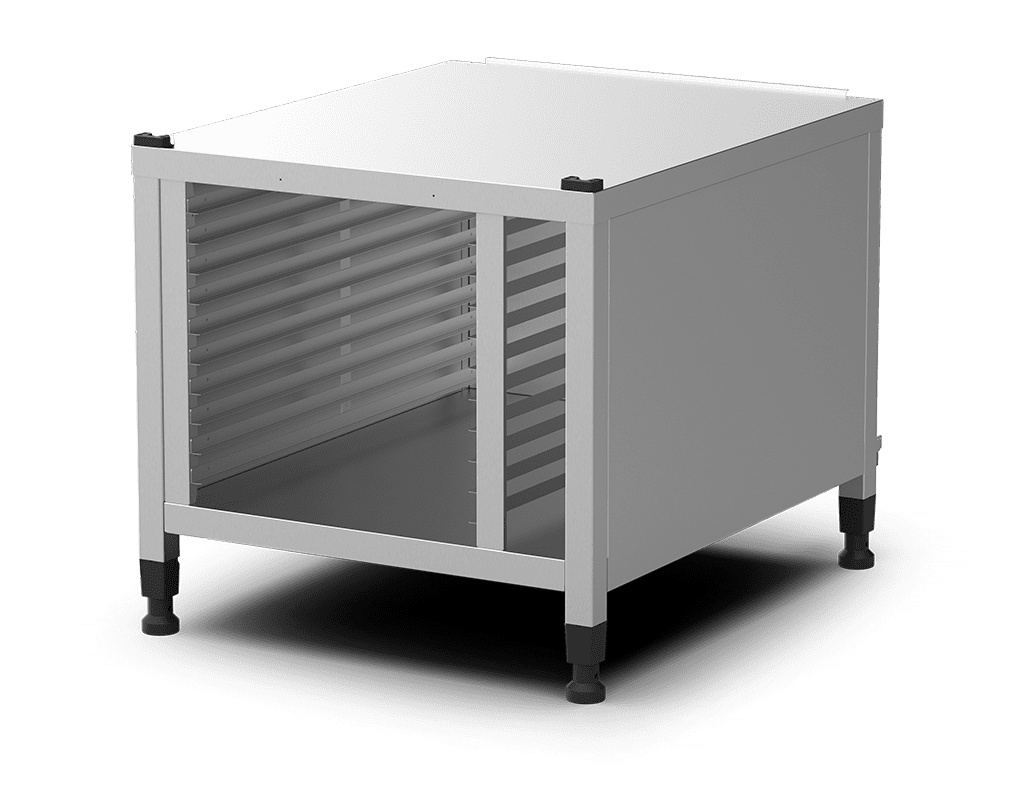 Unox Suporte multifuncional para repor em segurança as bandejas e colocar o forno na altura perfeita para trabalhar. Equipado com coberturas laterais. XWDMA-1021-U.