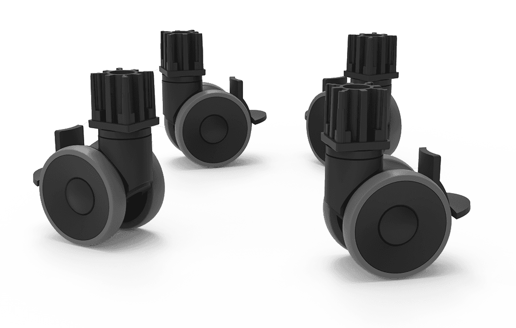 Unox They make cleaning easier. The kit includes 2 wheels with a brake, 2 wheels without a brake, and wall-mounting chains. XUC225.