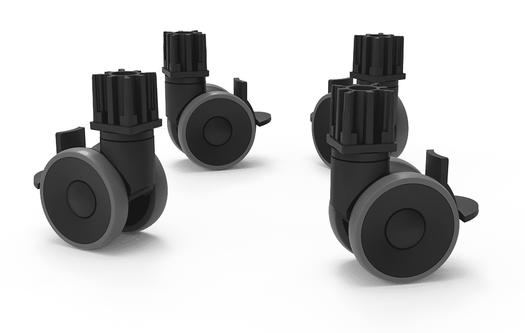 Unox Ils permettent de faciliter les opérations de nettoyage. Il se compose de 2 roues avec freins, 2 roues sans freins et chaînes pour la fixation au mur. XUC225.