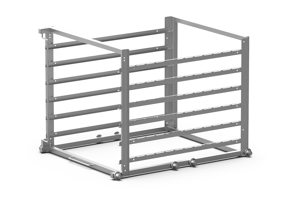 Unox Il permet le chargement et l’extraction rapide des plaques à pâtisserie, réduisant ainsi les heures d’ouverture des portes. XWDBA-0621.