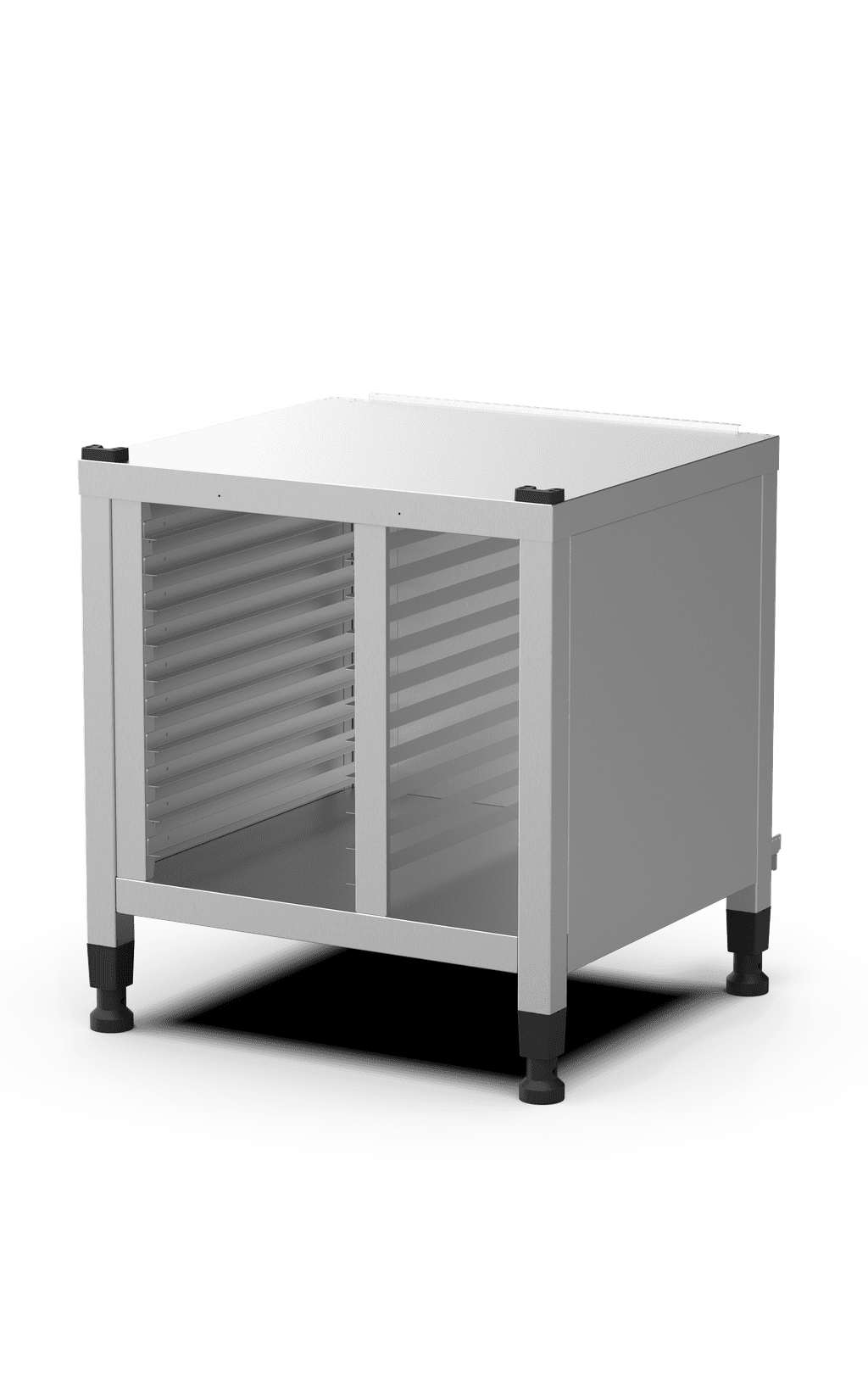 Unox Multifunktionales Untergestell zur sicheren Aufbewahrung von Blechen und optimalen Positionierung des Ofens in Arbeitshöhe. Ausgestattet mit seitlichen Abdeckungen. XWDMA-1011-U.