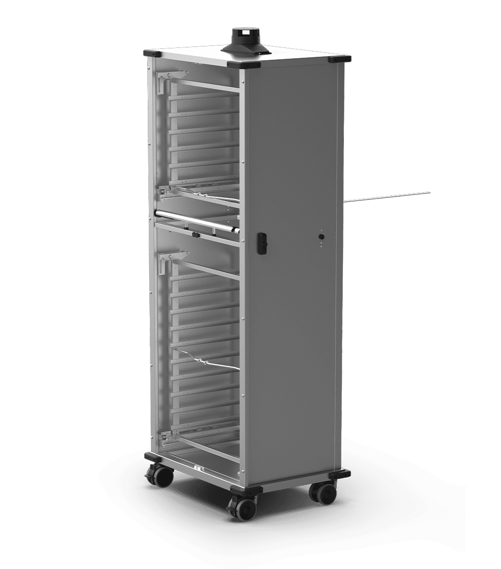 Unox Armoire mobile sans portes équipées de paniers pour la cuisson, barattage et le transport facile de 16 plateaux alimentaires. XWBYCN-16EU.