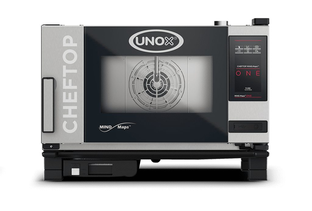 3 trays GN 1/1 Render of UNOX CHEFTOP MIND.Maps™ ONE commercial combi oven XEVC-0311-E1LM.