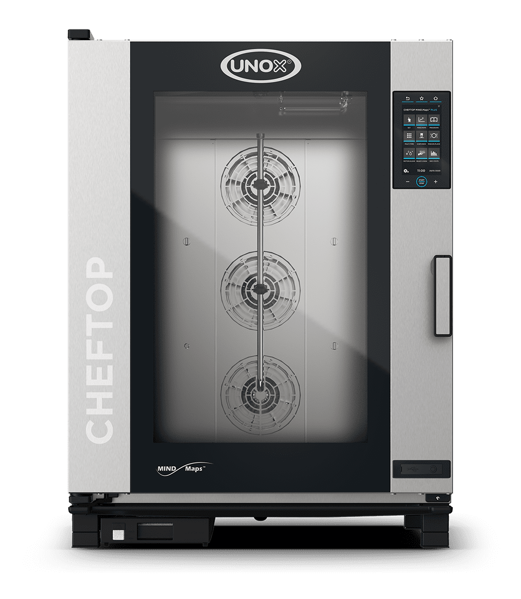 10 vsuvů GN 2/1 Obrázek profesionální konvektomat UNOX CHEFTOP MIND.Maps™ PLUS XEVC-1021-EPRM.