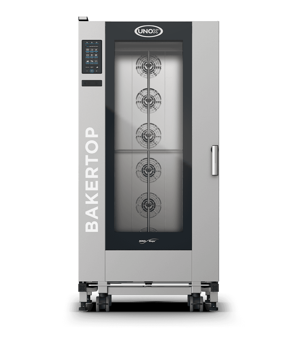 16 trays 18"x26" Render of UNOX BAKERTOP MIND.Maps™ BIG PLUS commercial trolley combi oven XEBL-16FS-DPRS-AL.