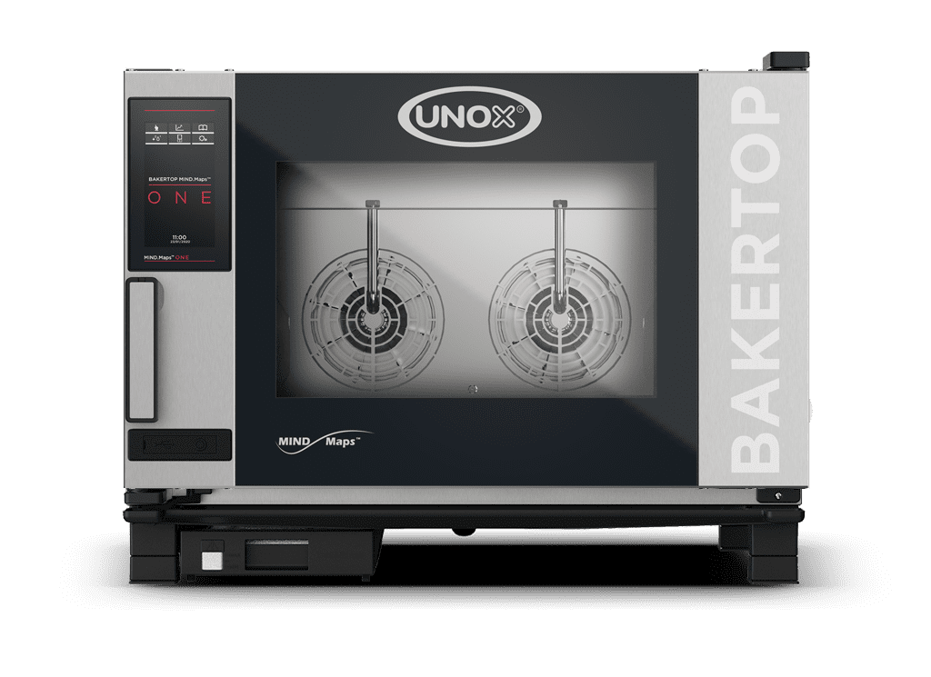 4 niveaux 600x400 Rendu du four mixte professionnel avec chariot UNOX BAKERTOP MIND.Maps™ BIG ONE XEBC-04EU-E1LM.