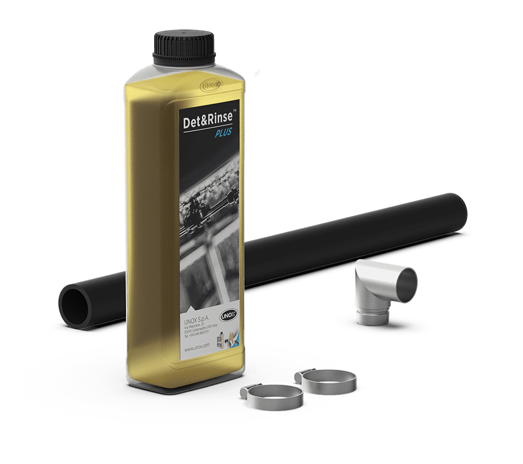 Unox Contiene todas las partes necesarias para la correcta instalación de un horno y una botella de detergente DET&Rinse™ ULTRA (1 litro) UN 1824, 8, II - ADR cantidad limitada. XUC199-DR.