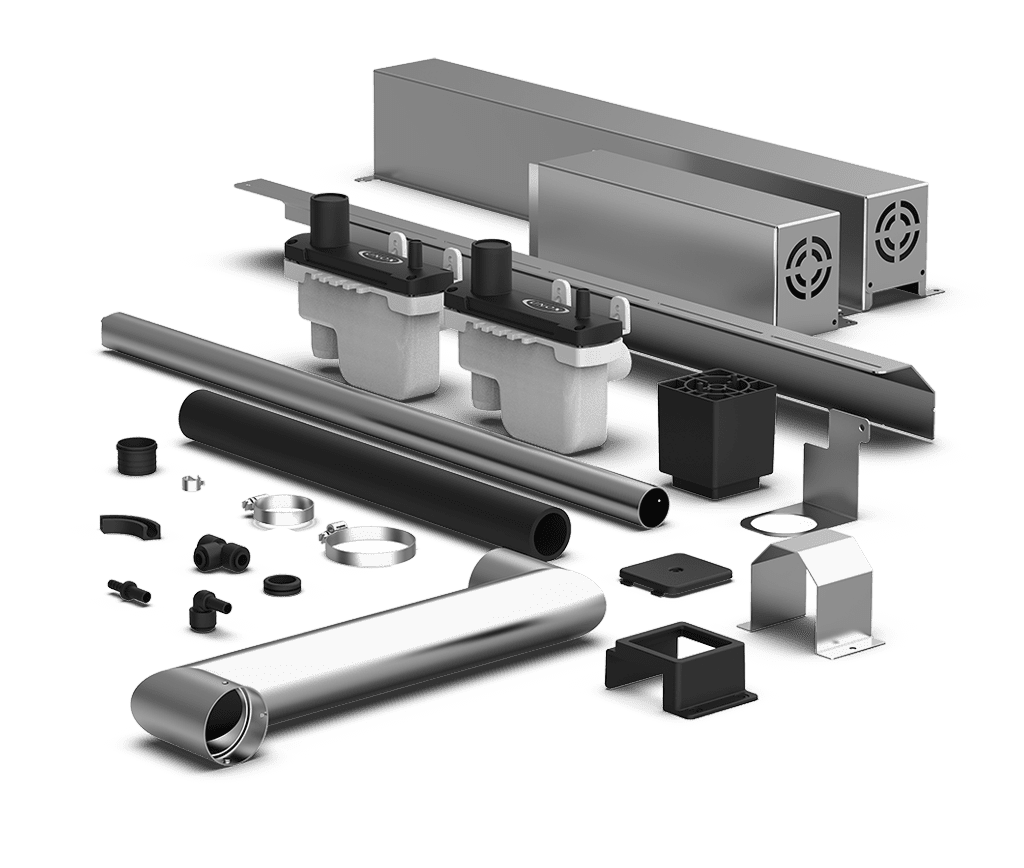 Unox Contém todas as partes necessárias para a correta instalação e sobreposição de dois fornos. XEVQC-0711-G.