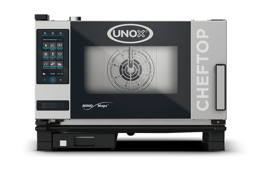 3 trays GN 1/1 Render of UNOX CHEFTOP MIND.Maps™ PLUS commercial combi oven XEVC-0311-EPRM.