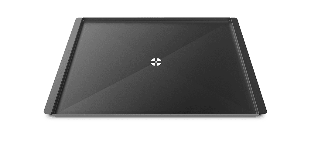 Orta delikli yapışmaz ticari tepsi, yiyecek sıvılarını ve yağlarını ticari fırınının drenajına yönlendirmek için XUC047.