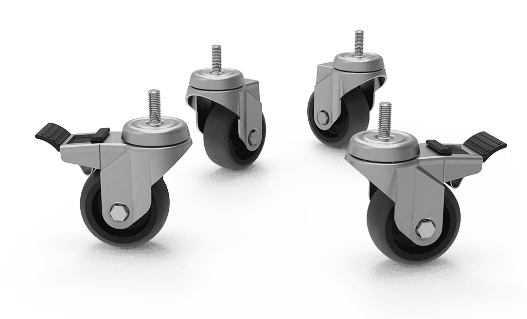 Unox They make cleaning easier. The kit includes 2 wheels with a brake, 2 wheels without a brake, and wall-mounting chains. XR623.