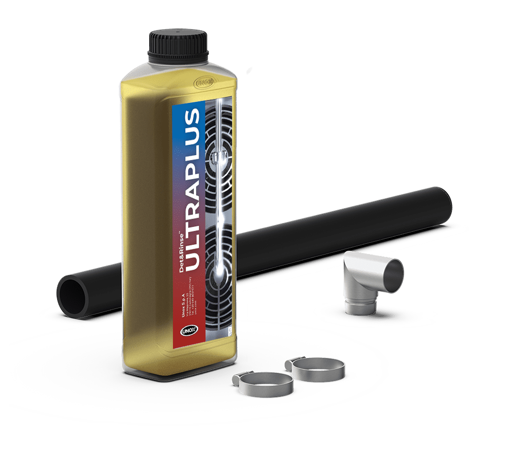 Unox Er enthält alle erforderlichen Teile für die korrekte Installation eines einzelnen Ofens und eine Flasche DET&Rinse™ ULTRAPLUS Reinigungsmittel (1 Liter) UN 1824, 8, II - ADR, begrenzte Menge. XUC199-DRU.